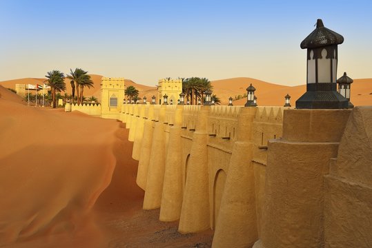 Desert Luxury Hotel Anantara Qasr Al Sarab, Hotel Resort built in the style of a desert fort surrounded by high sand dunes, in the Empty Quarter called Rub Al Khali Sand Desert, Emirate of Abu Dhabi, United Arab Emirates, Asia