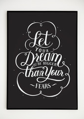 Fototapeta na wymiar Minimal hand lettering poster with motivation quote
