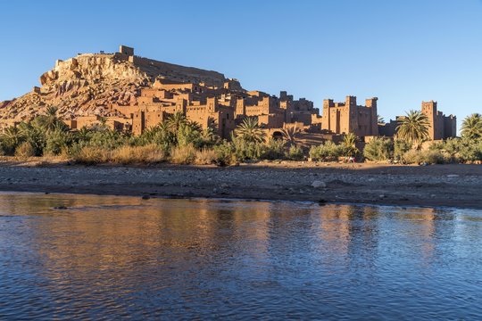Asif Mellah River and Kasbah Ait-Ben-Haddou, Ouarzazate Province, Souss-Massa-Draa, Morocco, Africa