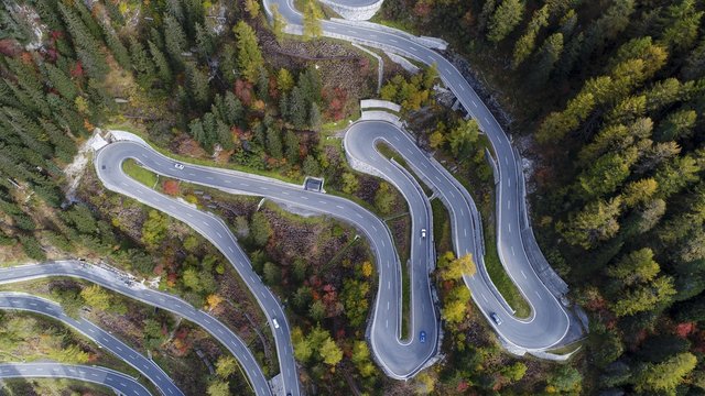 Serpentines at the Maloja Pass, Val Bregaglia, Engadine, Grisons, Switzerland, Europe