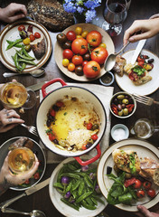 Group of adults at a dinner party