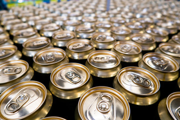 Aluminum cans, top view, closeup
