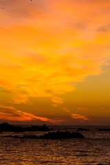 Sunset on the beach in Concon - Valpara&iacute;so Region, Chile