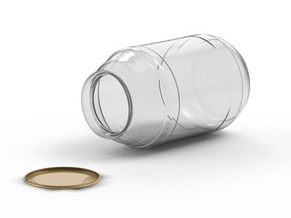 Glass jar, 3D rendering.