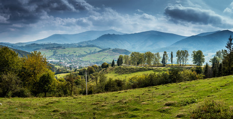Fototapeta na wymiar Beautiful summer view in Carpathian mountains, Ukraine, mountain panoramic landscape