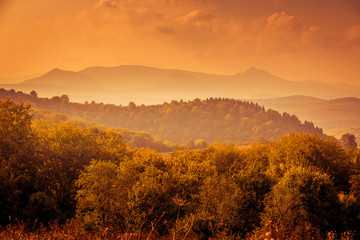 Beautiful summer view in Carpathian mountains, Ukraine, mountain panoramic landscape