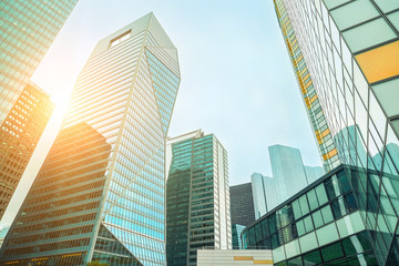 Obraz premium Modern skyscrapers view in business downtown distric under sky i