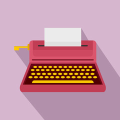 Retro style typewriter icon. Flat illustration of retro style typewriter vector icon for web design