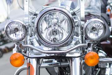 Chromed motorcycle front view
