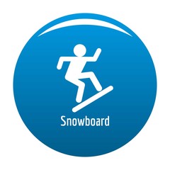 Snowboard icon. Simple illustration of snowboard vector icon for any design blue