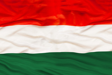 Hungary national flag with waving fabric 