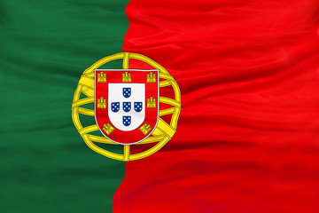 Portugal national flag with waving fabric 