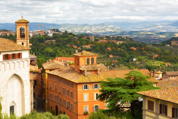 Fototapeta na wymiar Beautiful view of the ancient city of Perugia. Umbria, Italy