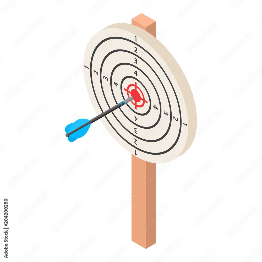 Wall mural white darts target icon. isometric of white darts target vector icon for web design isolated on whit