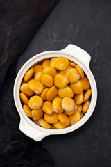 salted lupins in white bowl