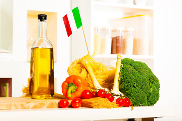 Italian food on kitchen table