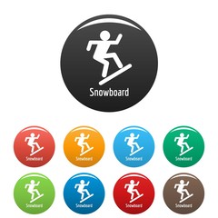 Snowboard icon. Simple illustration of snowboard vector icons set color isolated on white