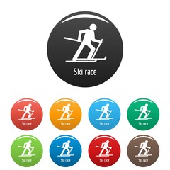 Ski race icon. Simple illustration ofski race vector icons set color isolated on white