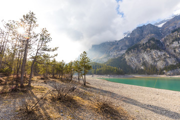 Beautiful Oeschinen lake in Switzerland Kandersteg