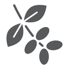 Coffee tree branch glyph icon, coffee and cafe, nature sign vector graphics, a solid pattern on a white background, eps 10.