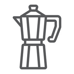 Moka pot line icon, coffee and cafe, coffeemaker sign vector graphics, a linear pattern on a white background, eps 10.