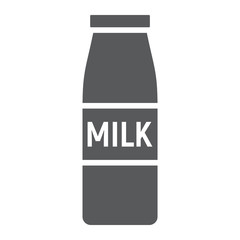 Bottle of milk glyph icon, drink and food, dairy sign vector graphics, a solid pattern on a white background, eps 10.