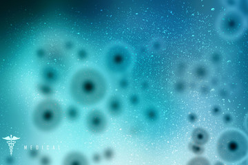 Cell. 3D rendering. Cells under microscope
