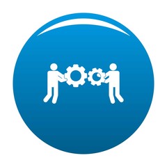 Employee with gear icon. Simple illustration of employee with gear vector icon for any design blue