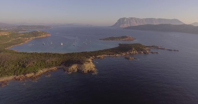 Aerial beautiful rocky coast on Sardinia island in Italy