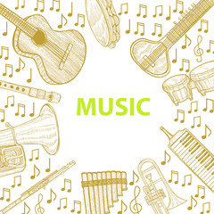 Musical Instruments Template in Hand Drawn Style