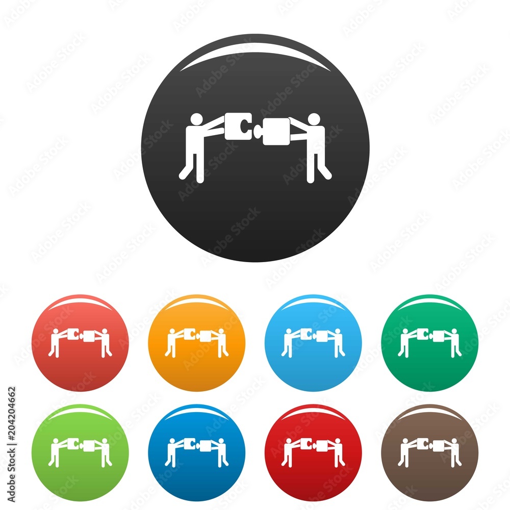 Aufkleber teamwork with puzzle icon. simple illustration of teamwork with puzzle vector icons set color isolat