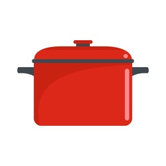 Soup saucepan icon. Flat illustration of soup saucepan vector icon for web