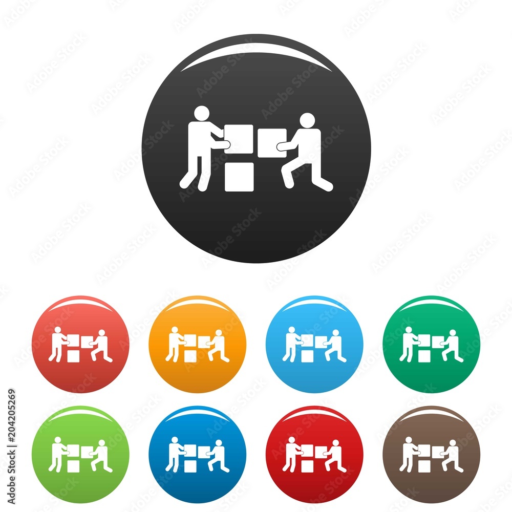 Poster building teamwork icon. simple illustration of building teamwork vector icons set color isolated on 