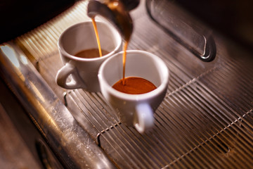Golden espresso flowing.