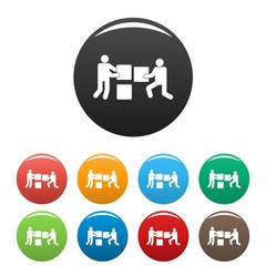 Building teamwork icon. Simple illustration of building teamwork vector icons set color isolated on white