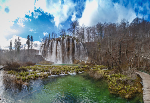 Spring view of beautiful waterfalls