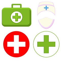 Colorful cartoon medical first aid set