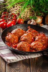 Pork meatballs with spicy tomato sauce