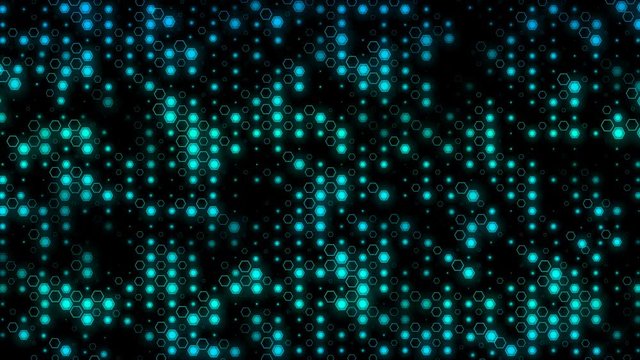 Work at the macro level. Blue hexagons. Business cinematographic hexagons background. Place for text. Seamless loop.