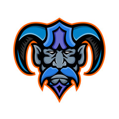 Mascot icon illustration of head of Hades, Greek mythology god of the underworld,  son of the Titans Cronus and Rhea viewed from front on isolated background in retro style.