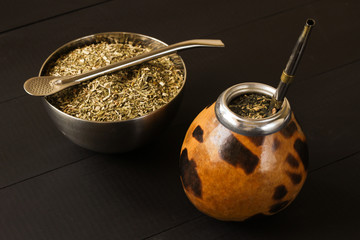 yerba mate in gourd matero