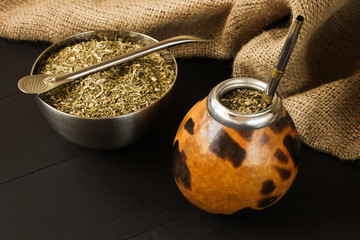 yerba mate in gourd matero