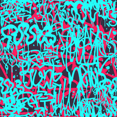 Obraz premium Vector graffiti seamless pattern with abstract colorful bright t