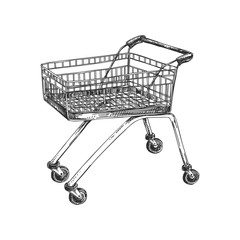 Beautiful vector hand drawn shopping cart Illustration.