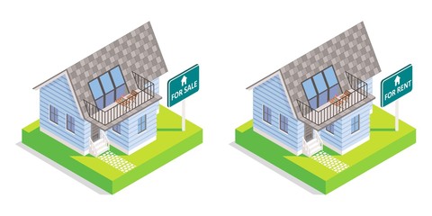 Real estate house vector isometric icon set