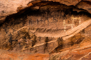 Rock Paintings in Inca Cueva clsoe to Humahuaca in Jujuy Province, north of Argentina