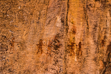 Rock Paintings in Inca Cueva clsoe to Humahuaca in Jujuy Province, north of Argentina