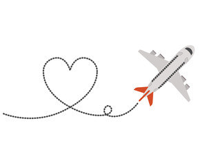 airplane flying with heart vector illustration design