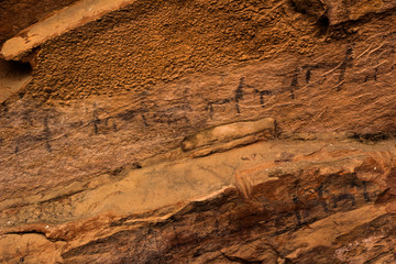 Rock Paintings in Inca Cueva clsoe to Humahuaca in Jujuy Province, north of Argentina
