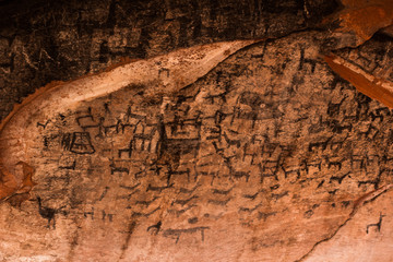 Rock Paintings in Inca Cueva clsoe to Humahuaca in Jujuy Province, north of Argentina